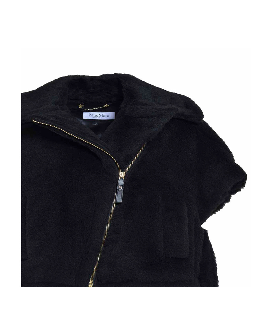 Max Mara Wool-alpaca Teddy Biker Jacket In Black