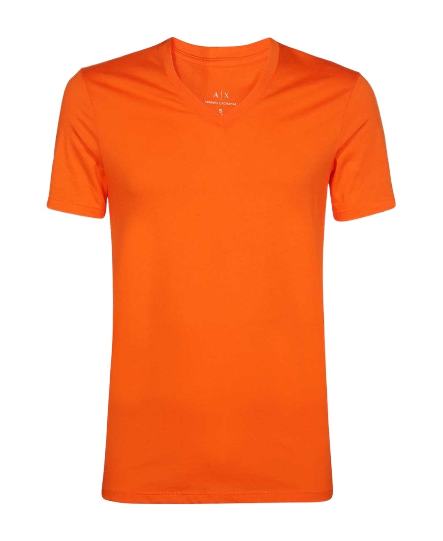 Armani Exchange V-collar Short-sleeved T-shirt In Orange