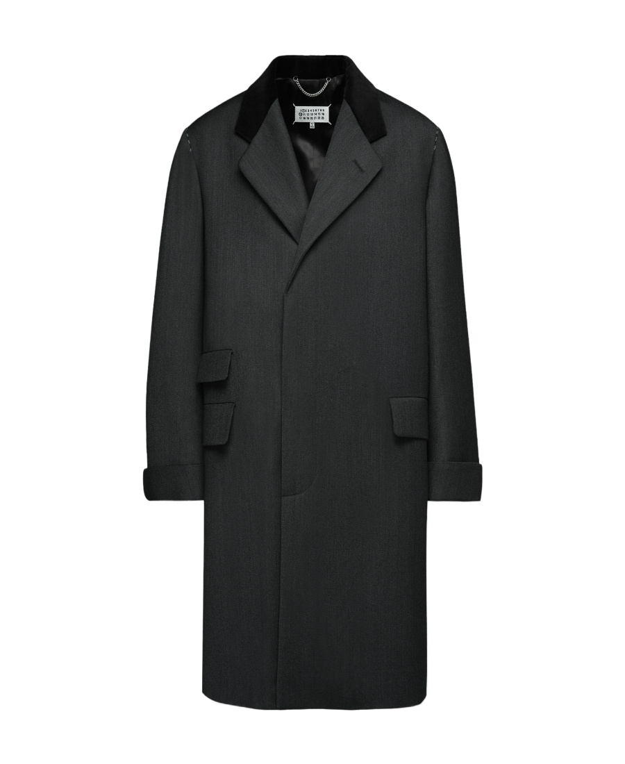 Maison Margiela Work-in-progress Wool Coat Man Charcoal In Black