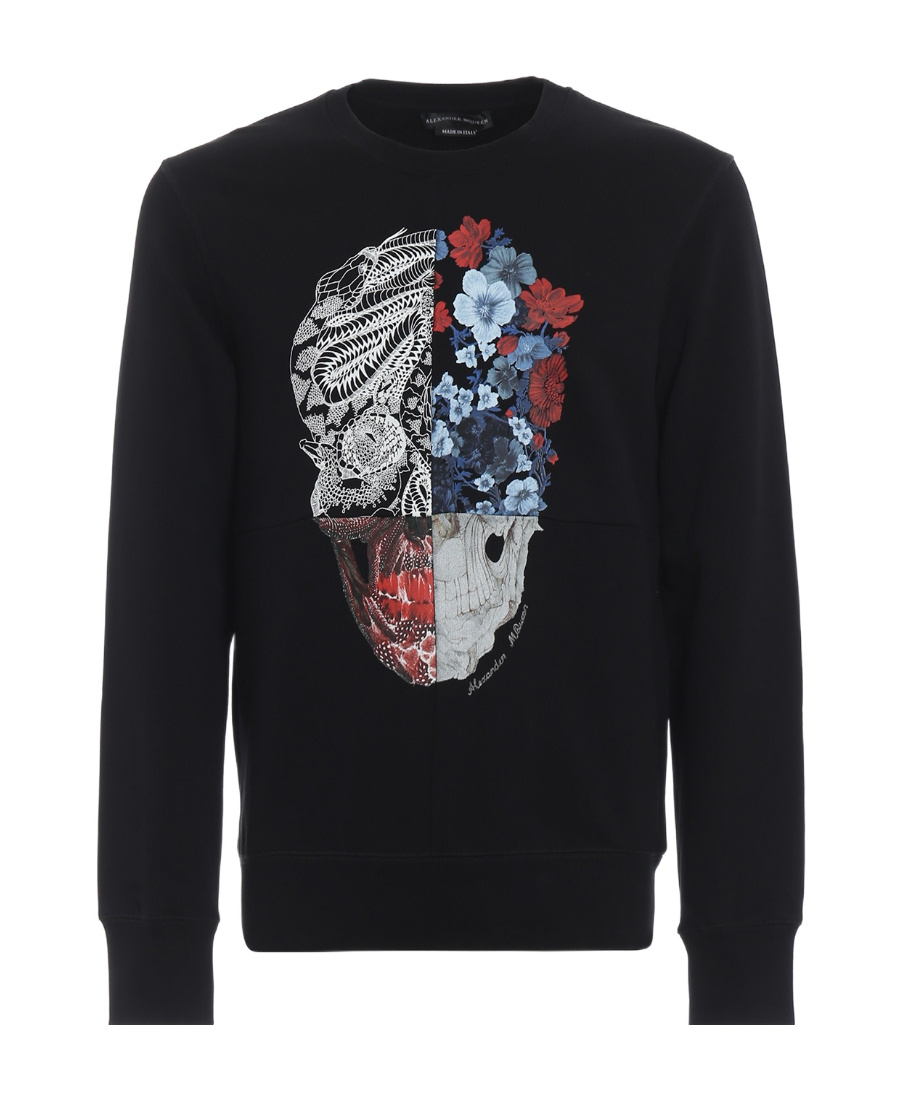 Alexander Mcqueen Round-necked Logo Sweater In Black