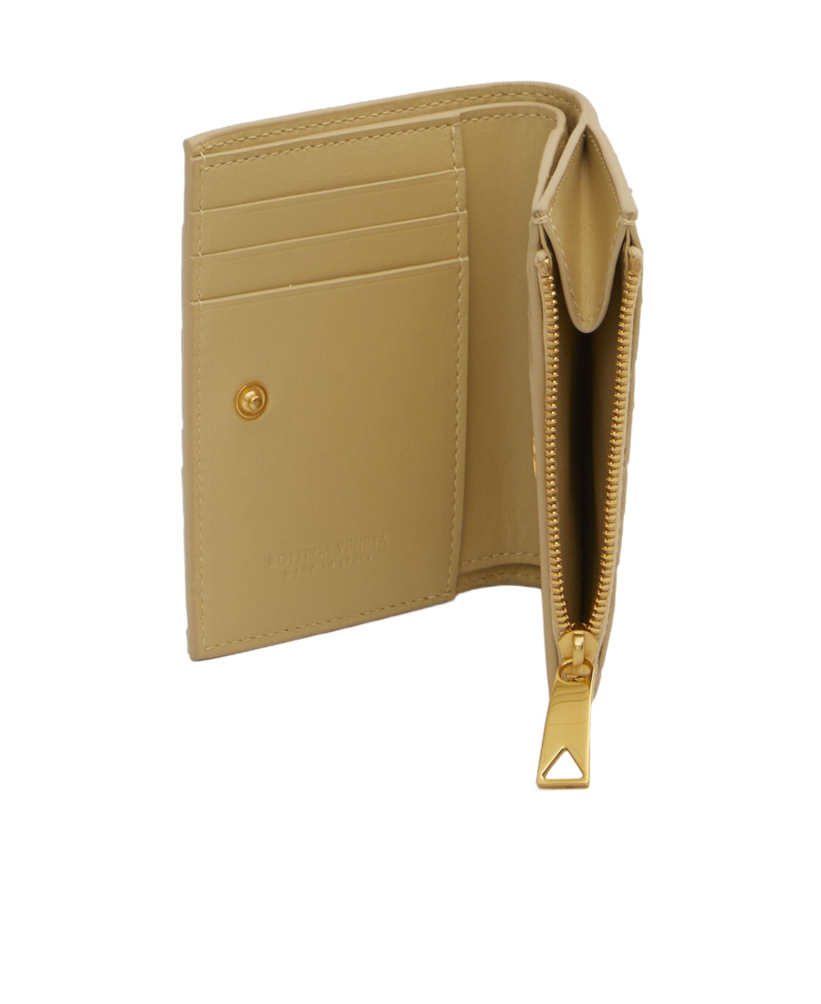 Bottega Veneta Double-fold Zipper Wallet In Nude