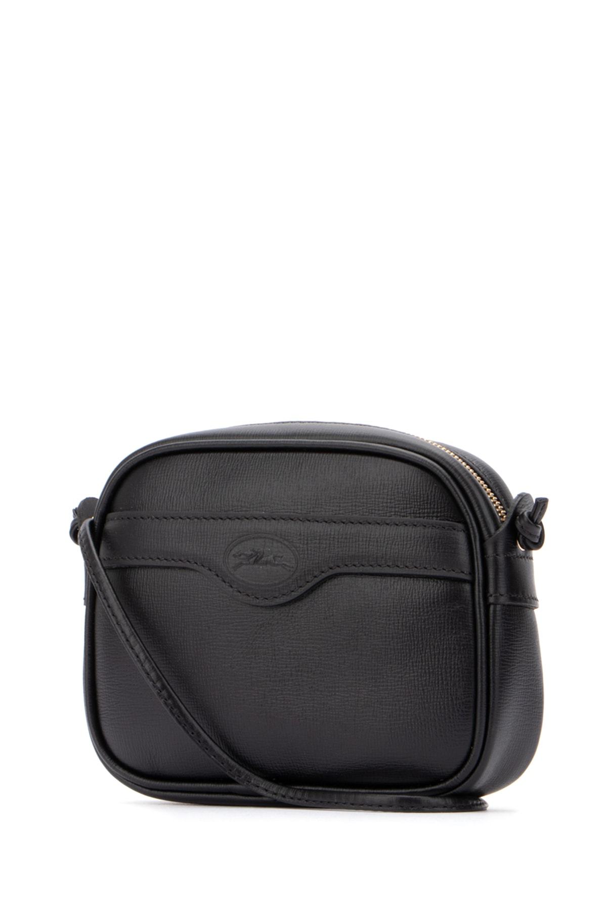 Longchamp Embossed Shoulder Bag In Black