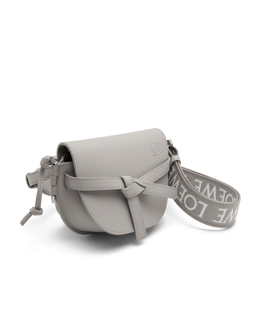 Loewe Gate Dual Mini Leather Shoulder Bag In Gray