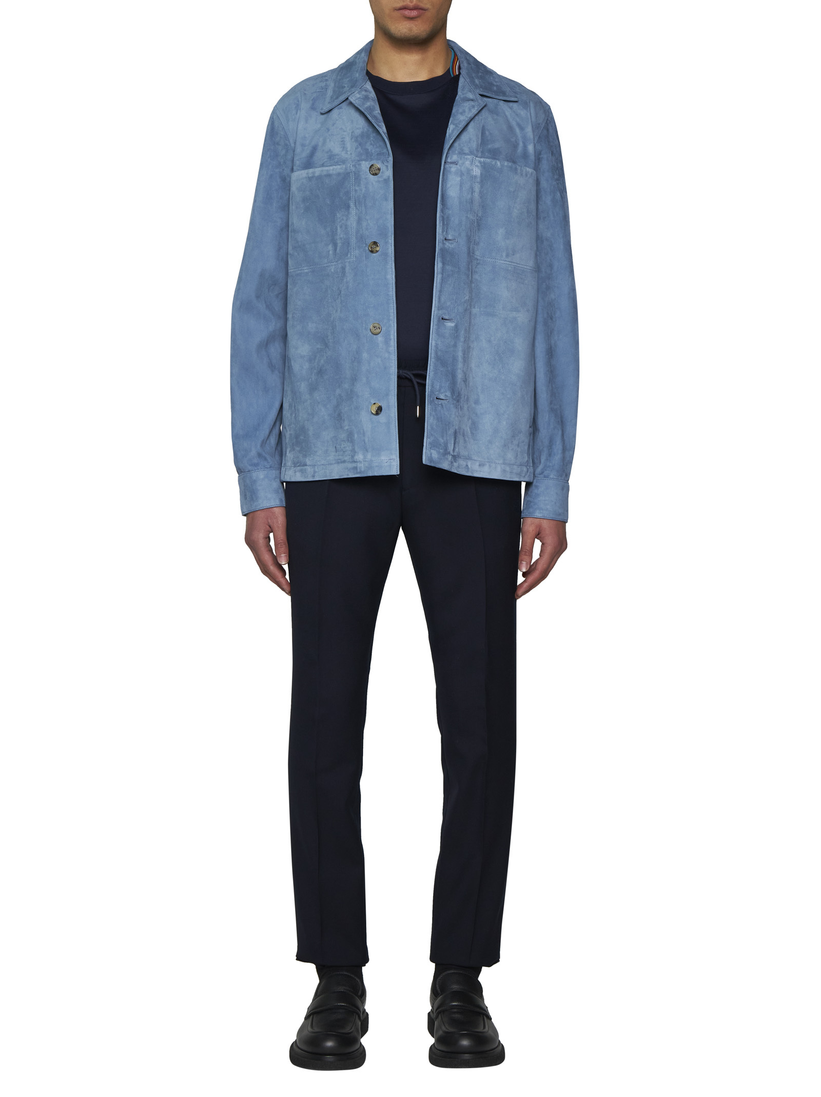 Shop Paul Smith Pleat Detailed Buttoned Overshirt In Blue
