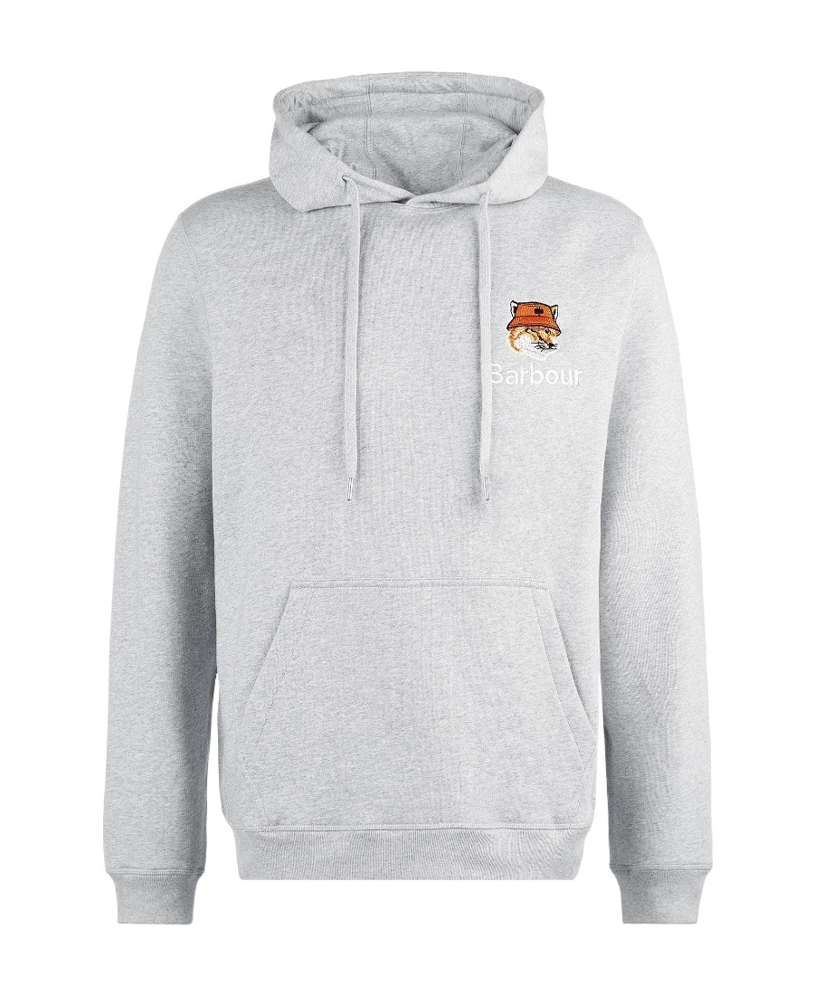 Shop Barbour X Maison Kitsuné Fox Head Embroidered Hoodie In White