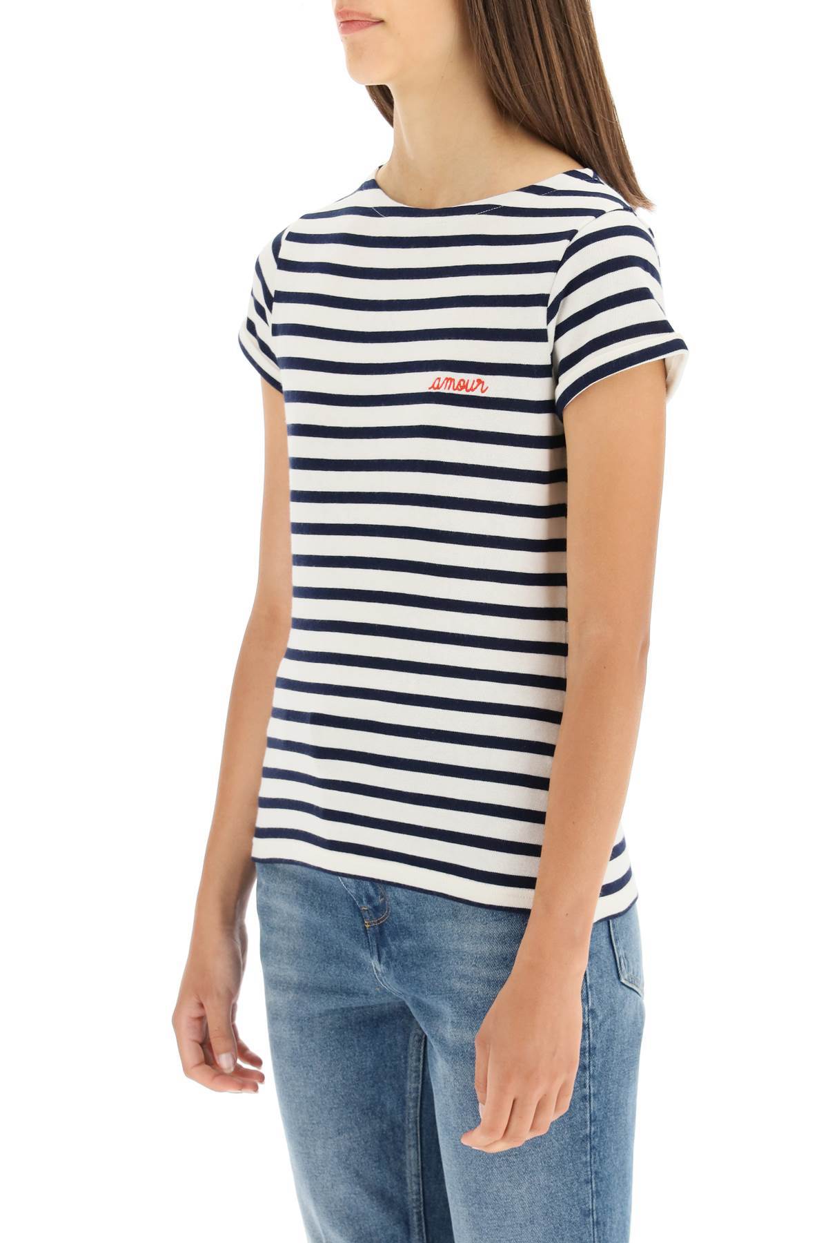Maison Labiche Striped Organic Cotton T-shirt In White