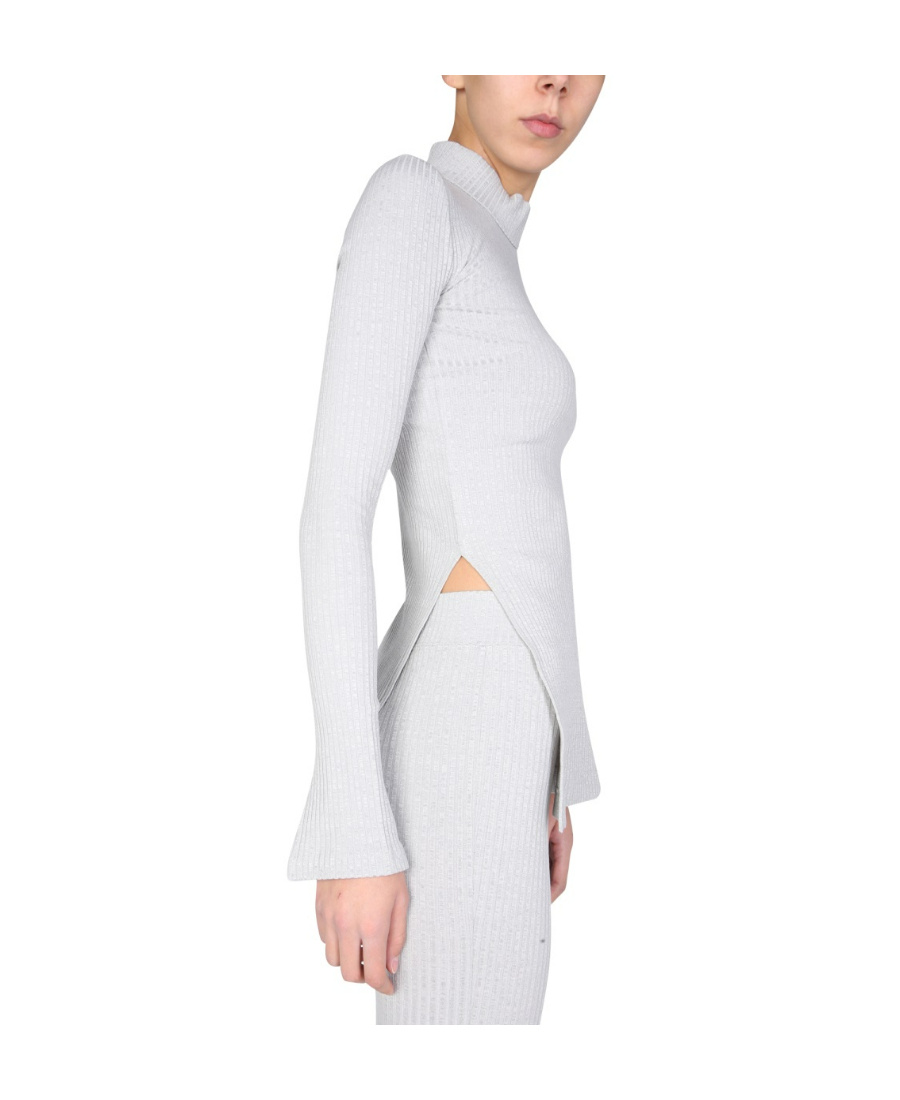 HELMUT LANG HELMUT LANG MOCK NECK RIBBED KNIT TOP