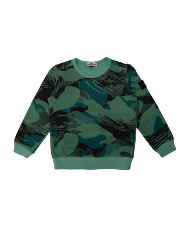 Stone Island Compass-badge Camouflage Sweatshirt In Emerald