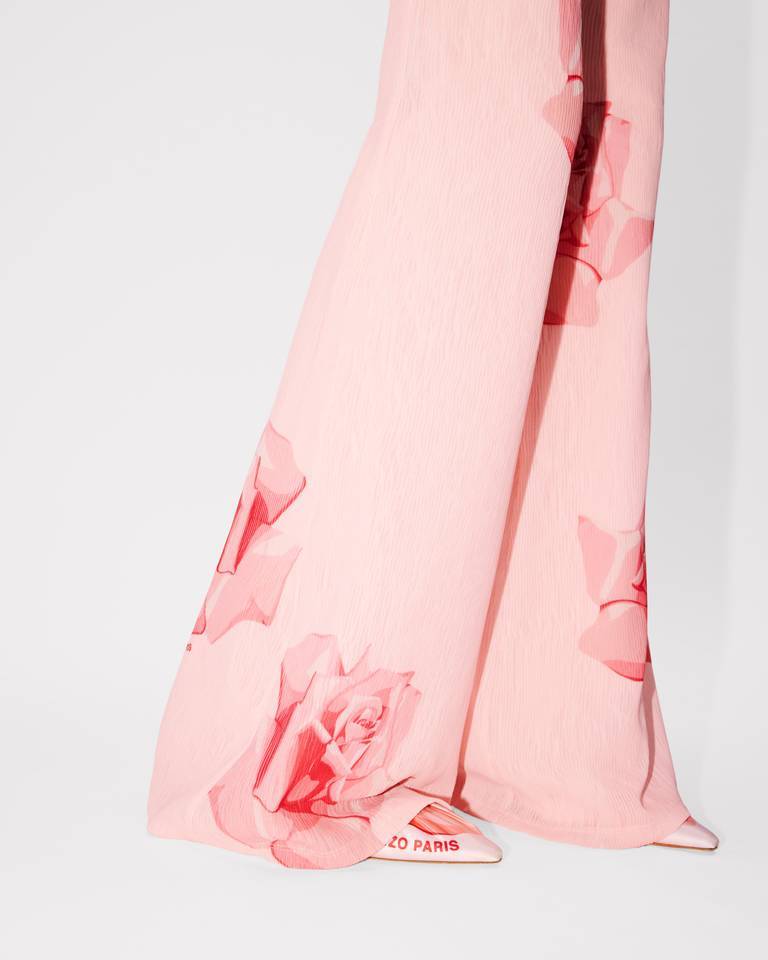 Kenzo Rose Print Flared Pants In Pink