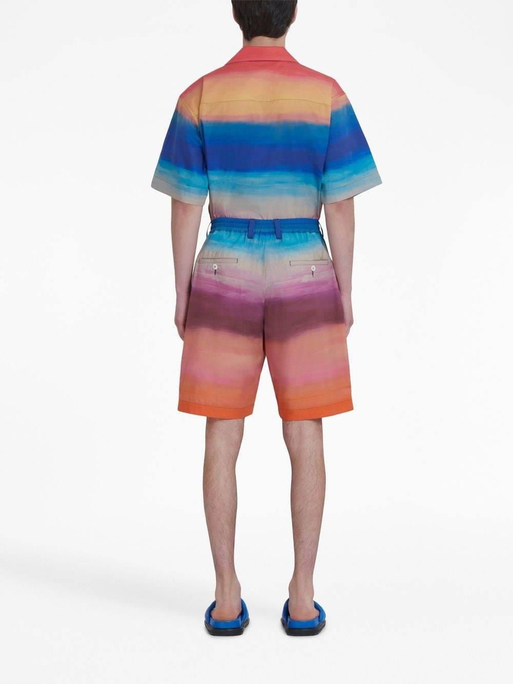 Marni Painterly-print Pleated Cotton Shorts In Red