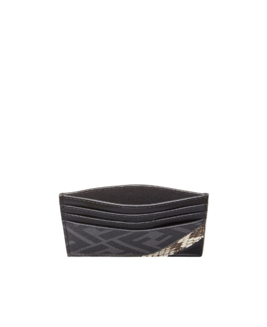 Fendi Ff Pattern Logo Card Holder In Black