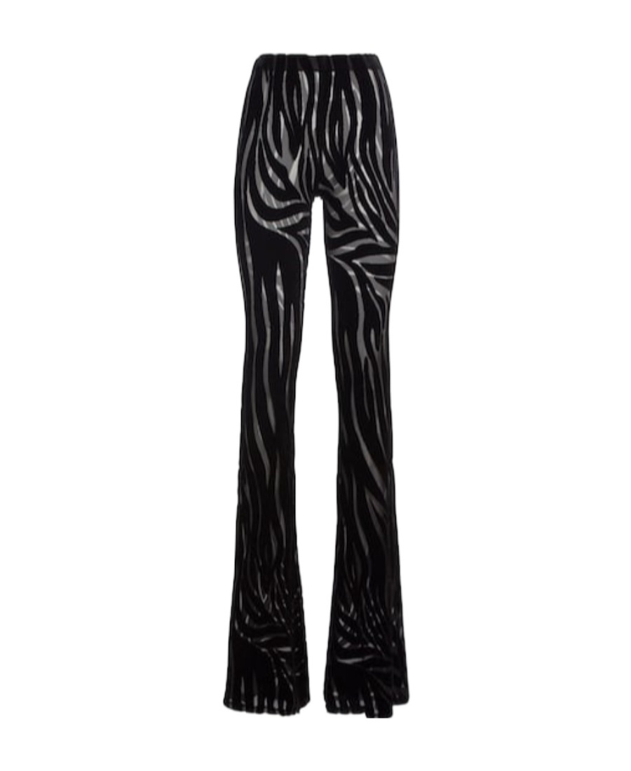 Versace Zebra Pattern Jacquard Horn Casual Pants In Black