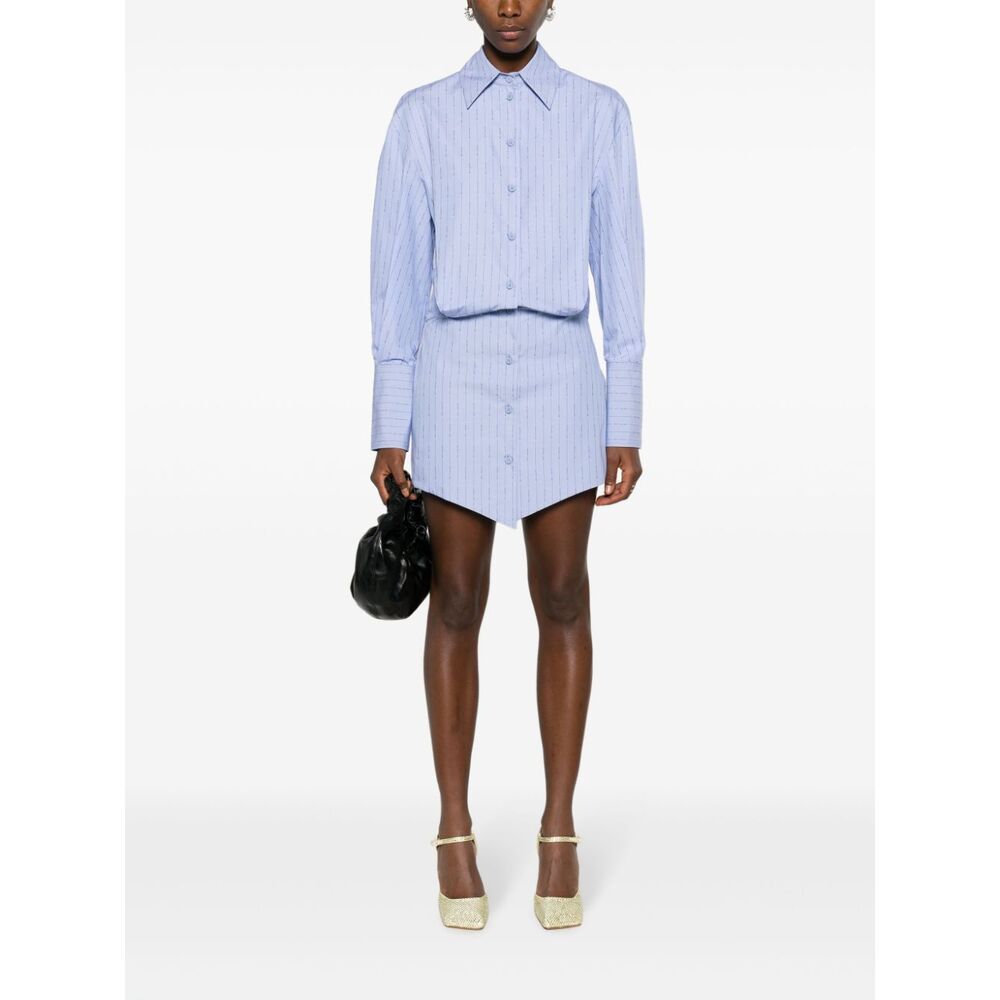 Shop Attico Sylvie Cotton Minidress In Blue