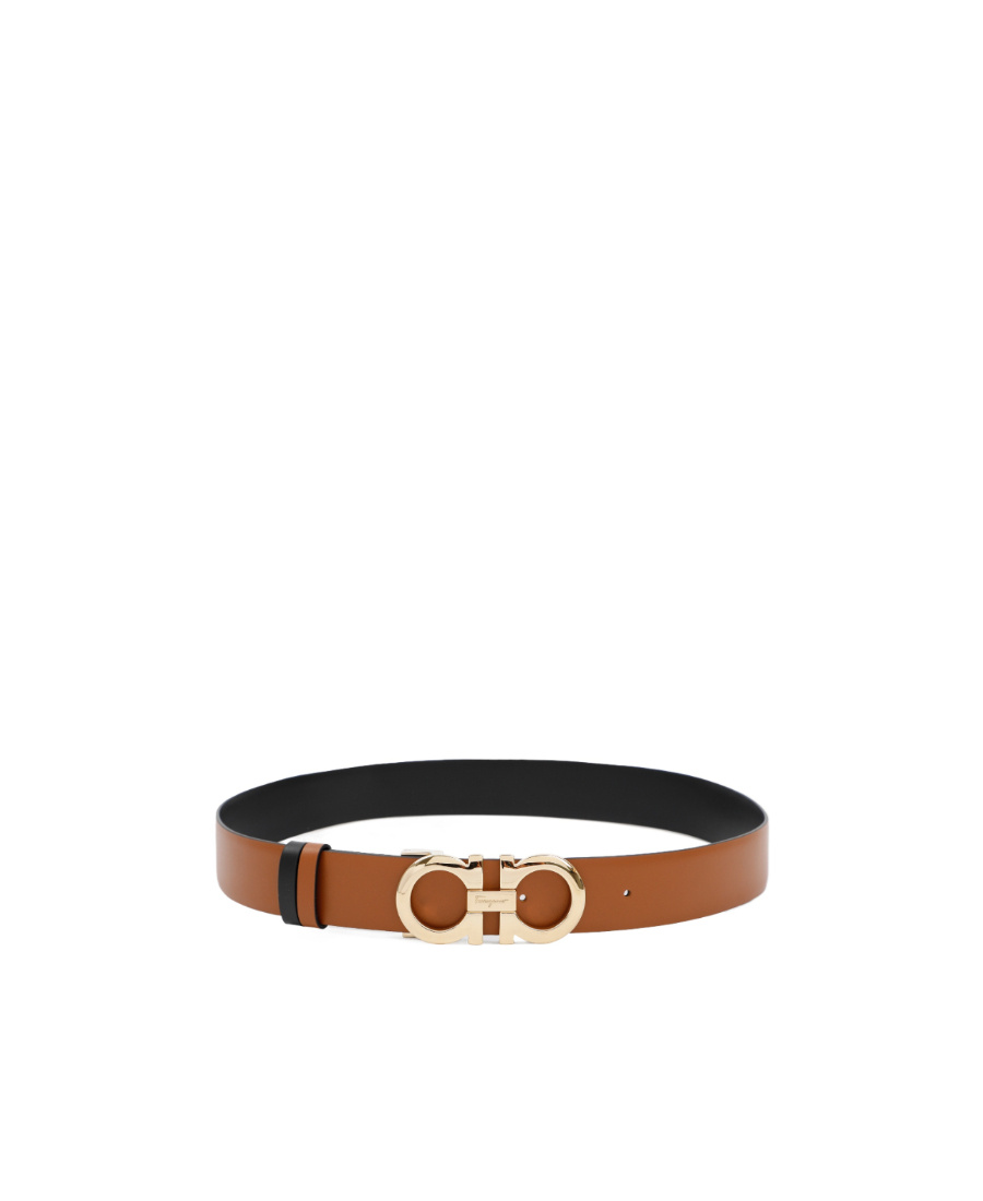 Ferragamo Gancini Reversible Belt In Black