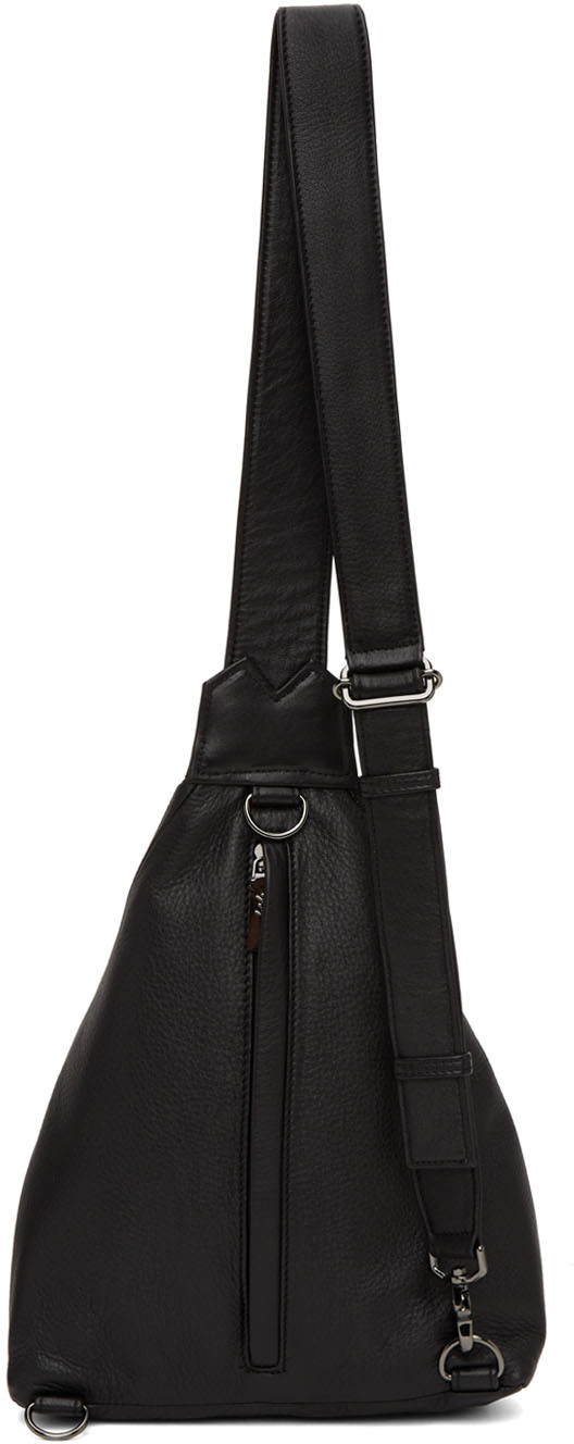Yohji Yamamoto Logo-embossed Leather Backbag In Black