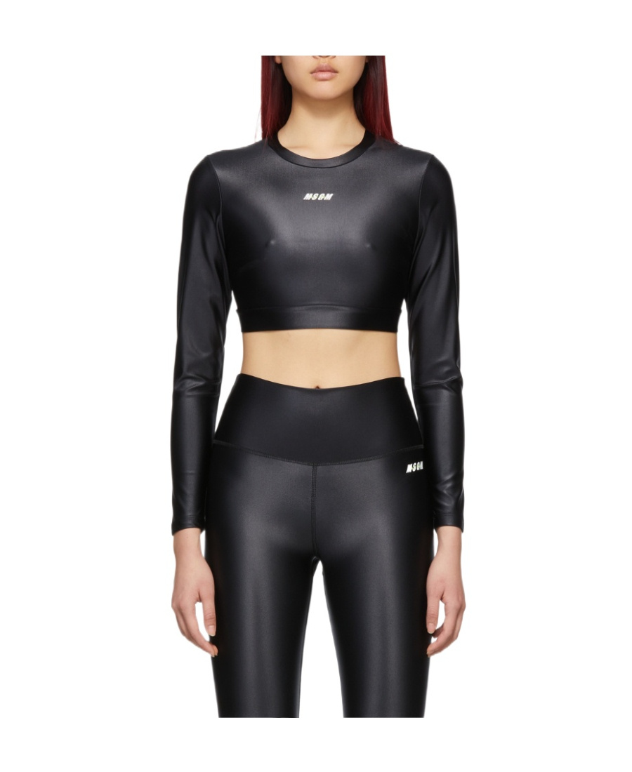 Msgm Black Micro Logo Sport Top In Black