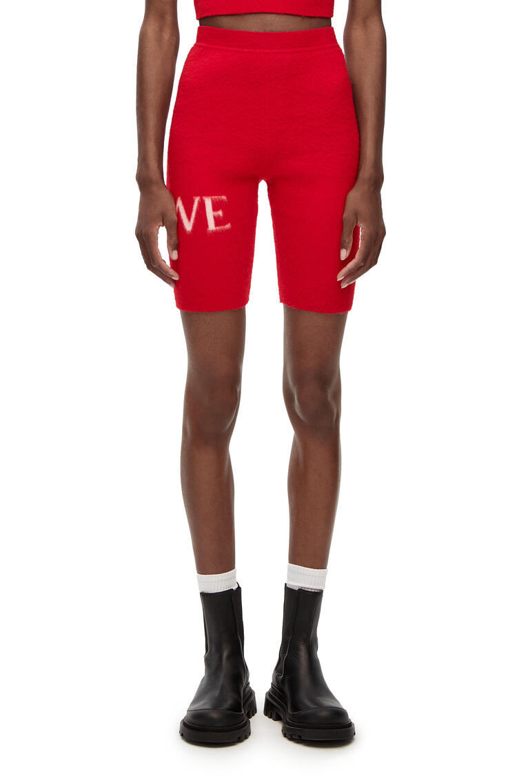 Loewe Stretchy Waist Wool Blend Knit Shorts In Red