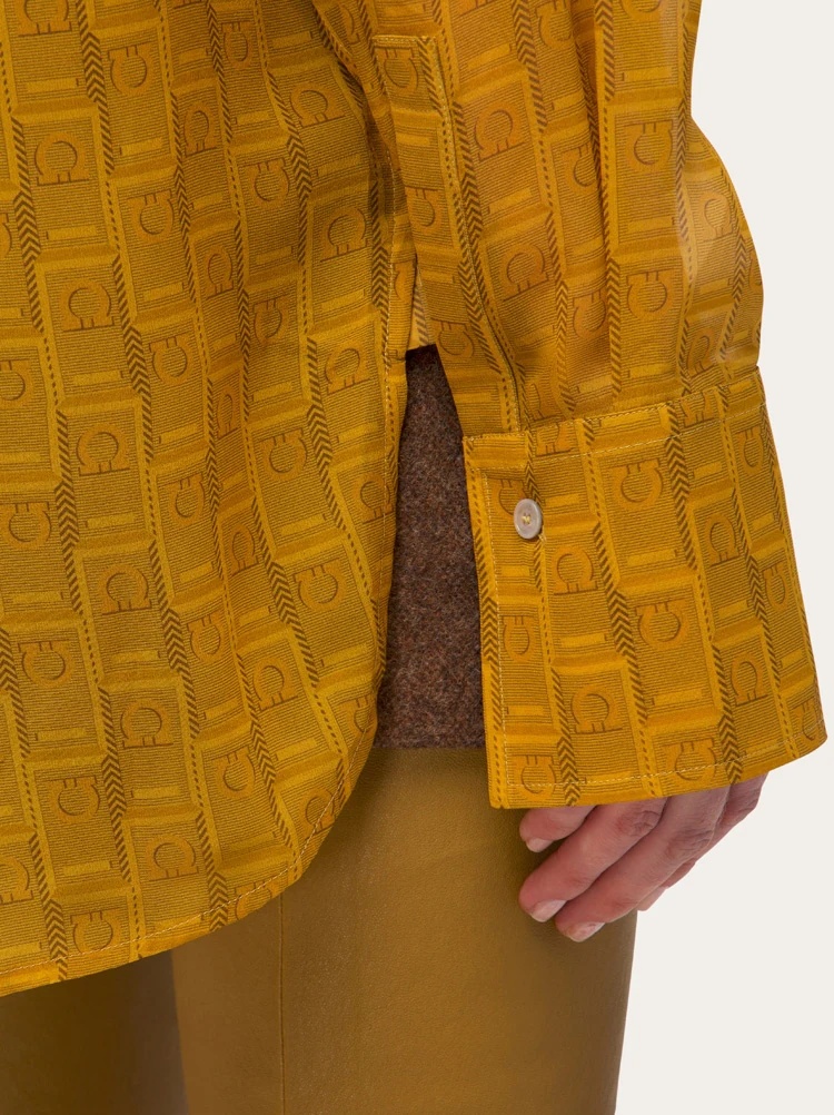 Ferragamo Full Body Logo Shirt In Brown