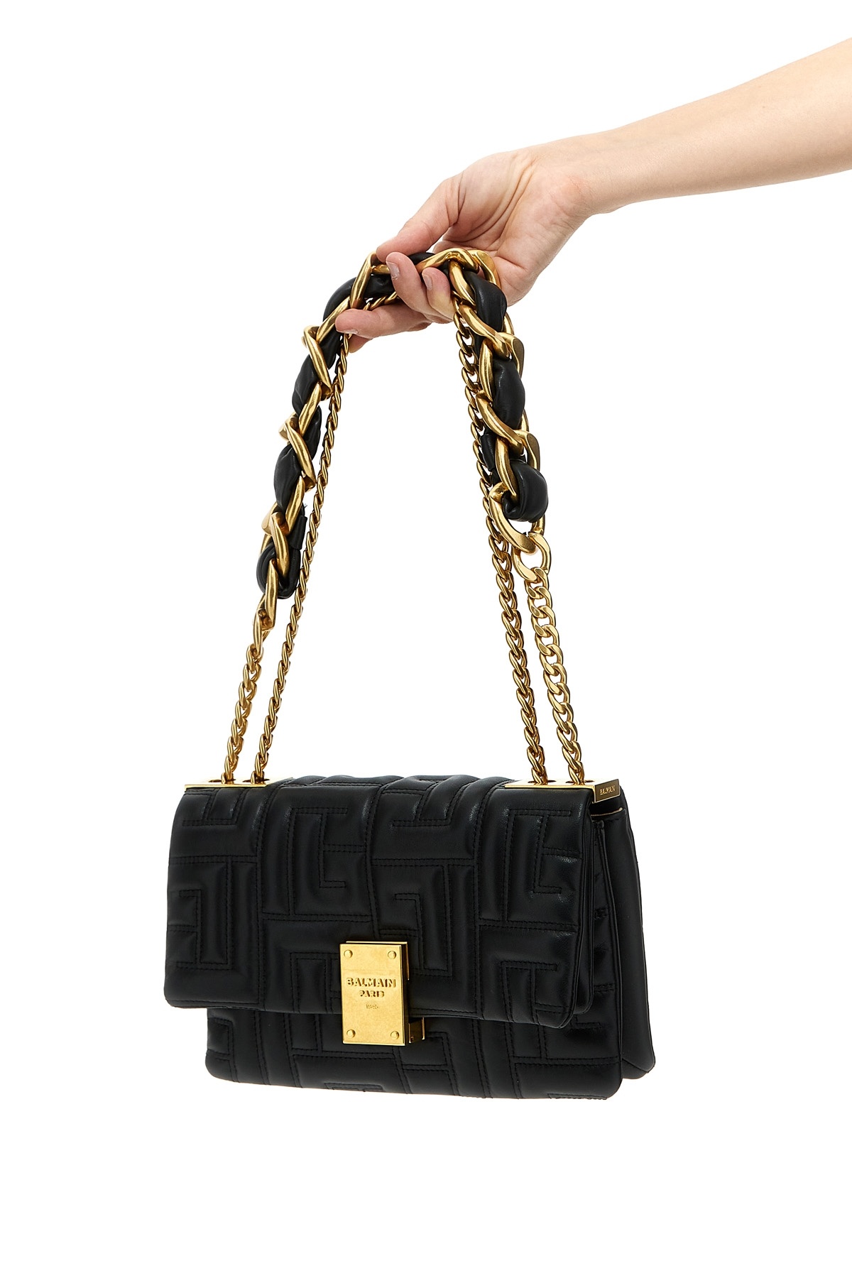 BALMAIN 1945 SOFT SMALL BAG IN QUILTED LEATHER