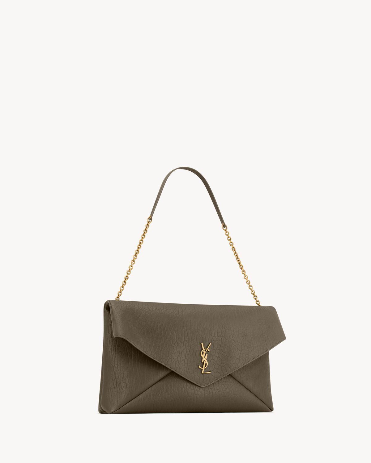 Saint Laurent Cassandre Xxl Envelope Pouch On Chain In Lambskin