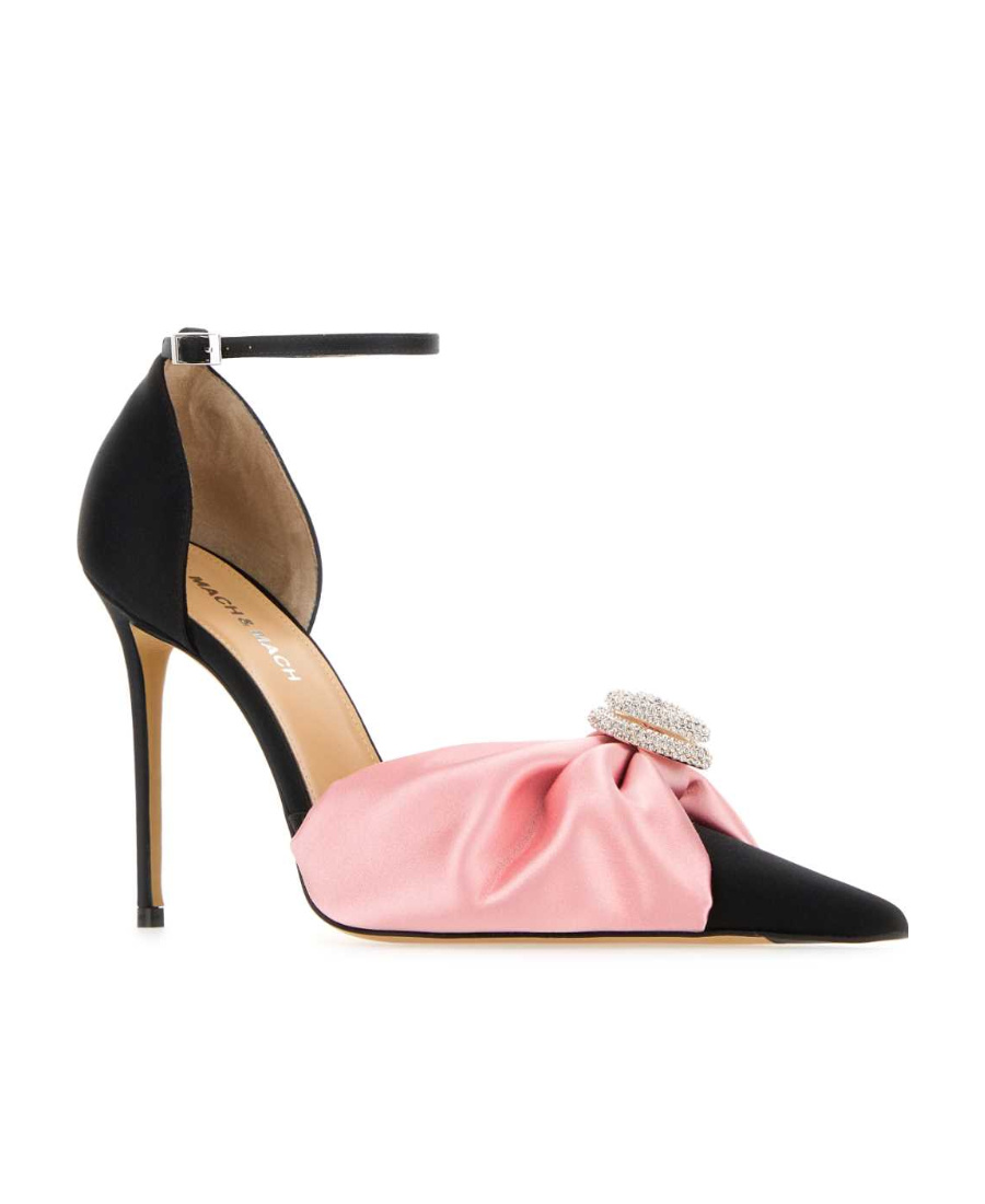 Machmach Double Heart 110mm Satin Pumps In Pink