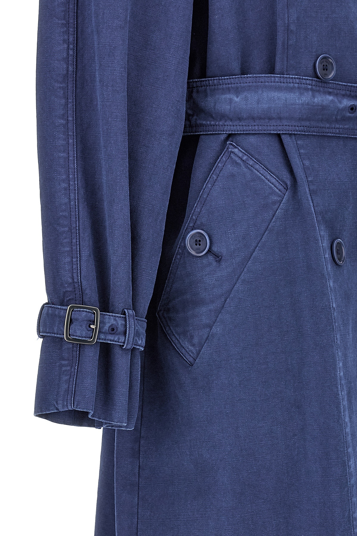 Max Mara Calao Long Denim Trench Coat In Blue