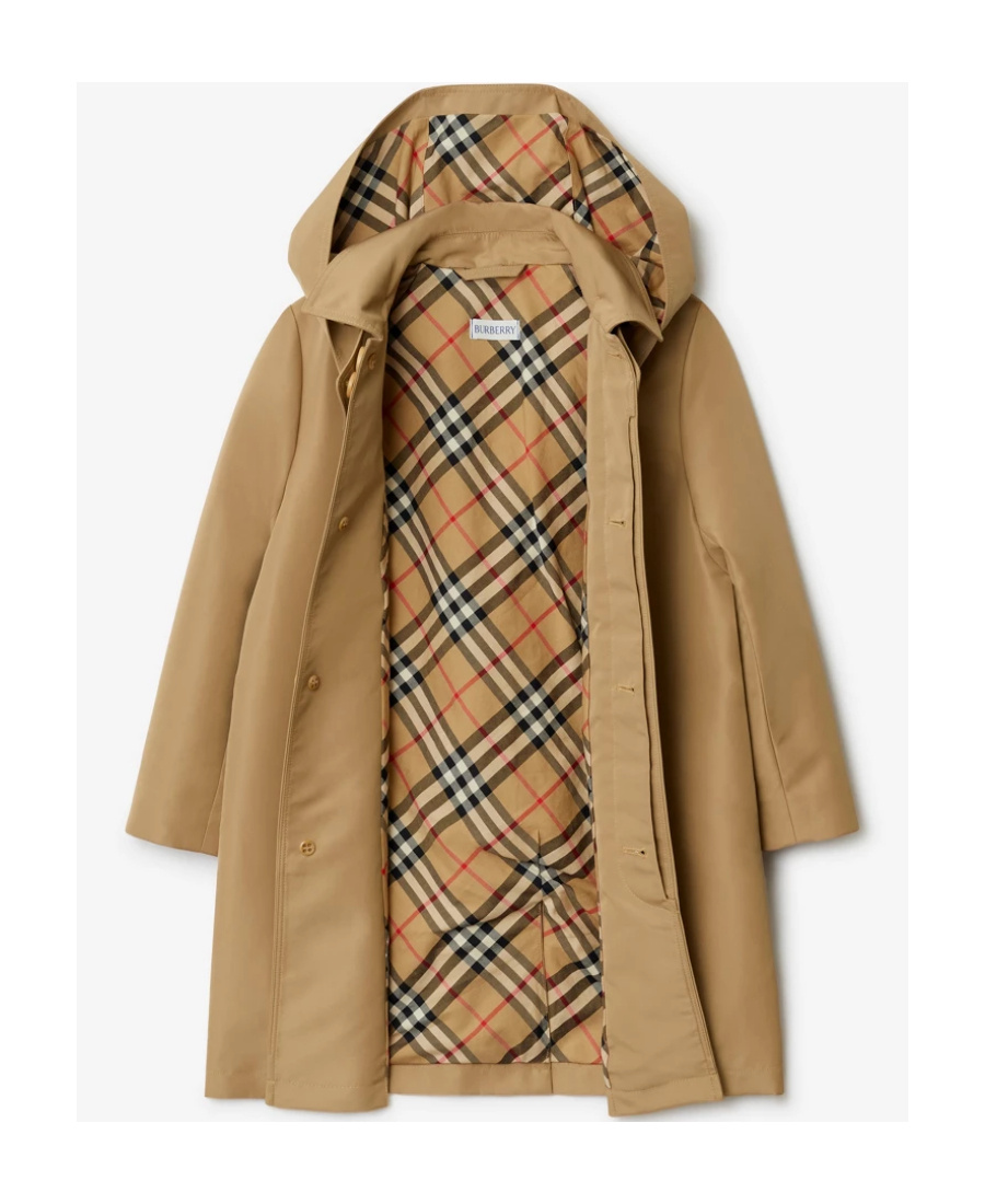 BURBERRY HOODED CHECK-LINED TRENCH COAT