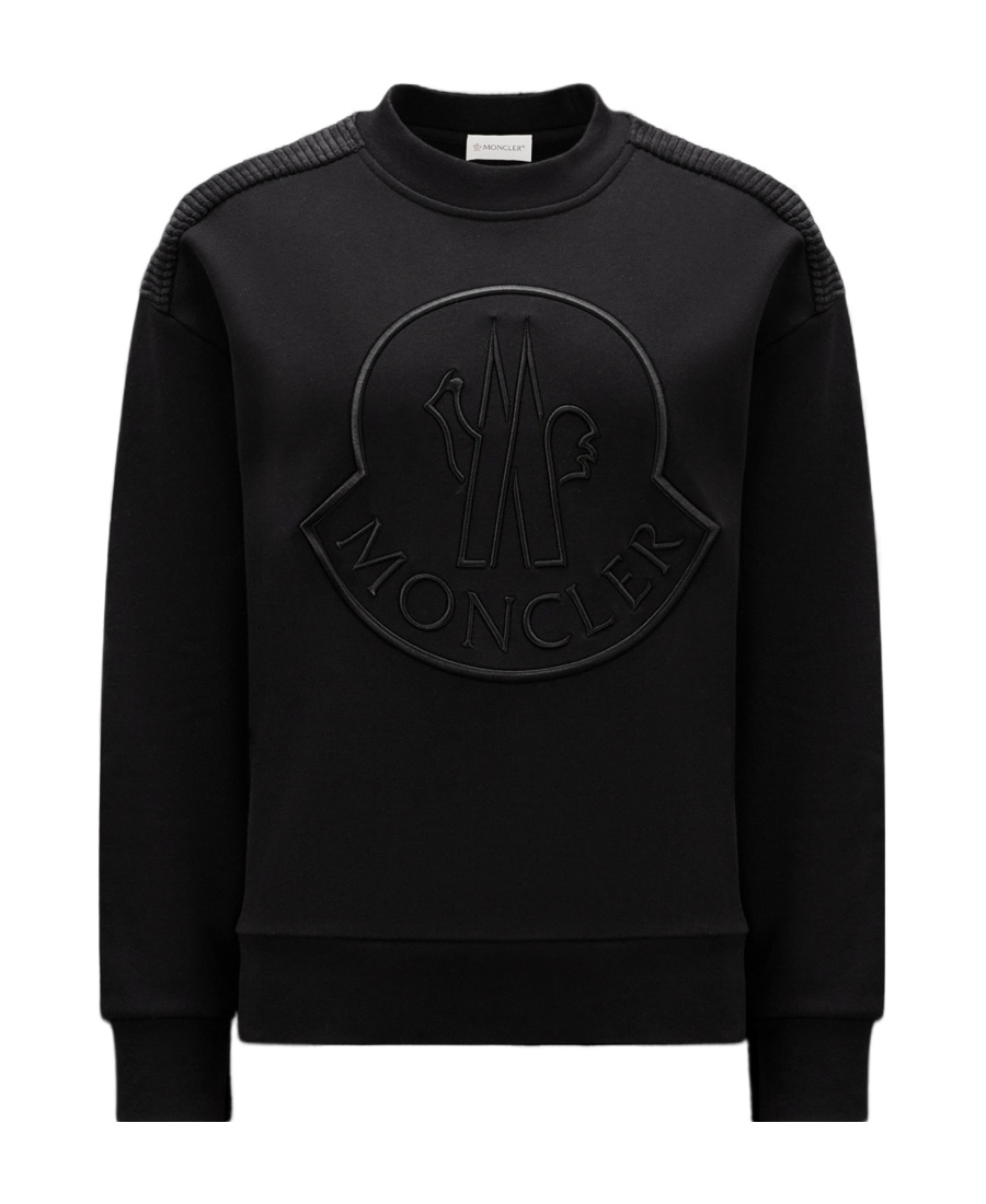 Moncler Rhinestone-embellished Logo Sweatshirt In Black