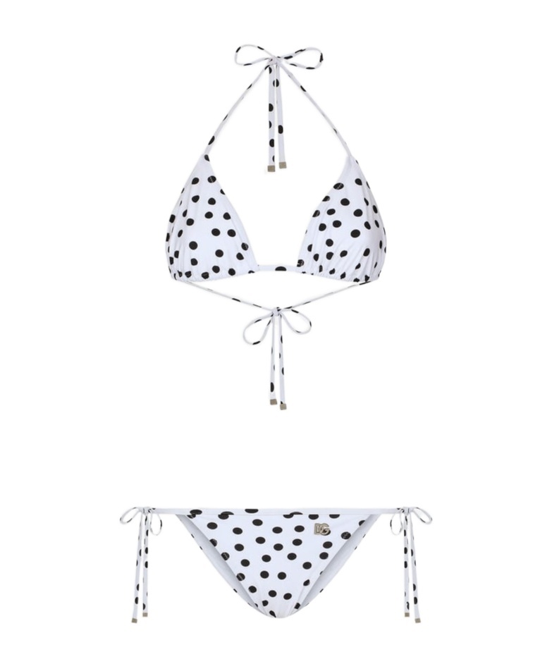 Dolce & Gabbana Polka Dot-print Triangle-cup Bikini Set In White