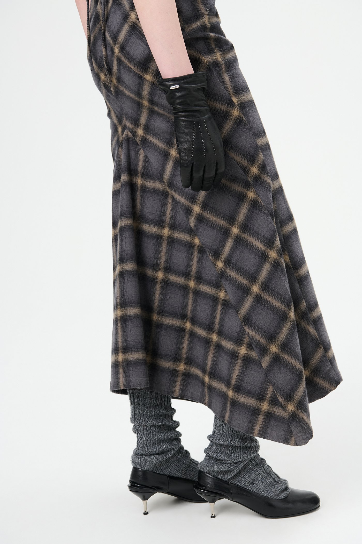 Our Legacy Naiad Plaid Cotton Long Dress In Black