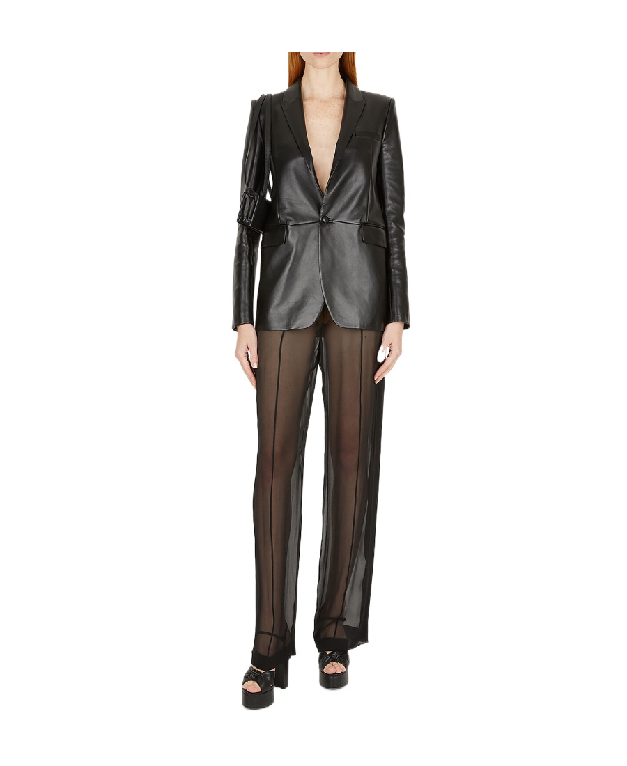 Shop Saint Laurent Silk Straight-leg Trousers In Black
