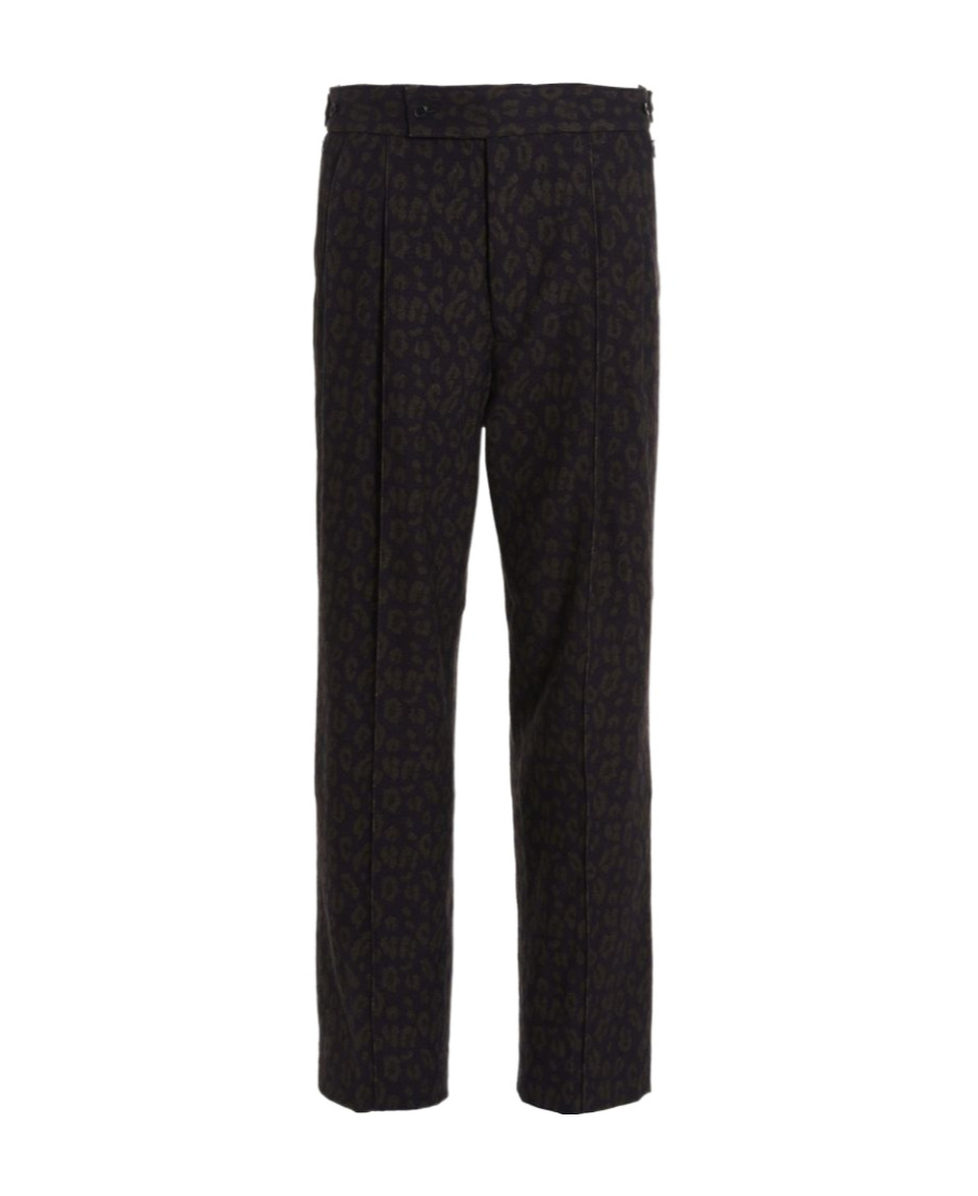 Needle & Thread Leopard Print Jacquard Pattern Casual Pants In Black