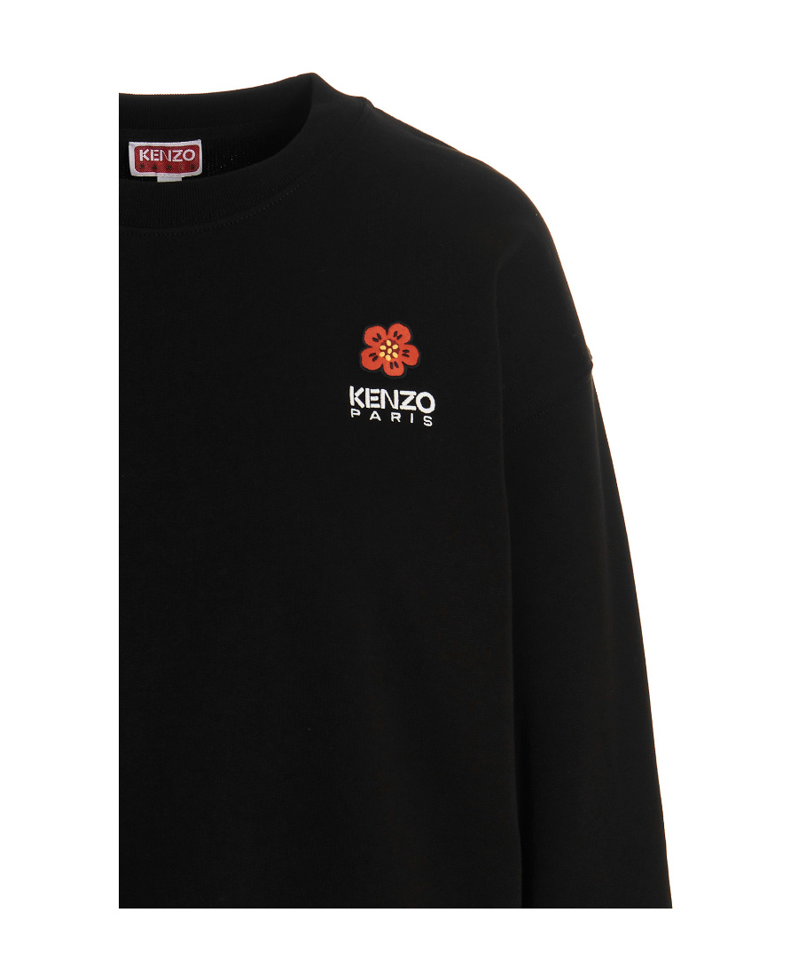Kenzo Logo Embroidered Crewneck Sweatshirt In Black