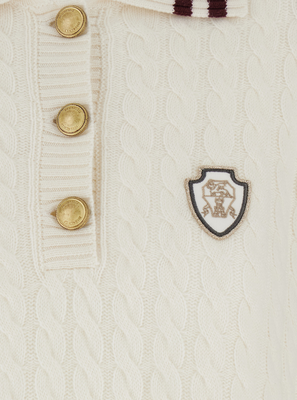 Brunello Cucinelli Cable-knit Polo-neck Sweater In Neutral