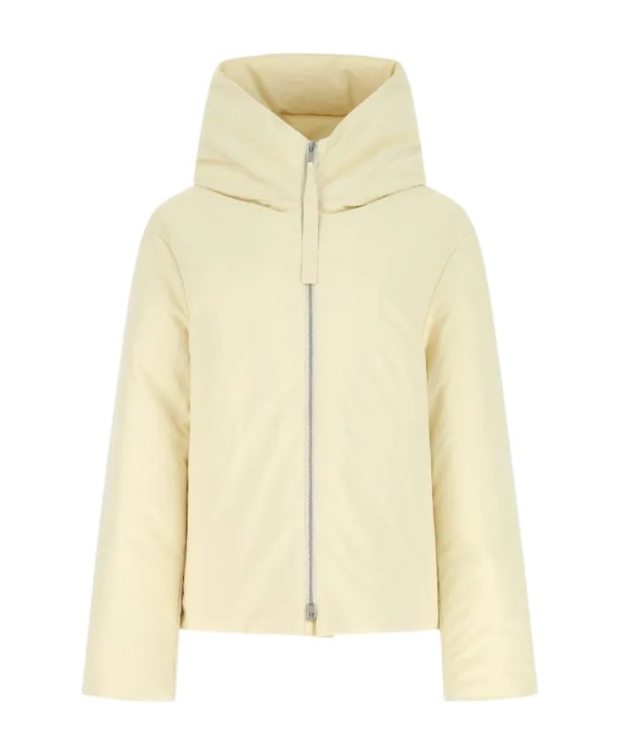Jil Sander Recycled Polyester Cropped Down Jacket In Nude