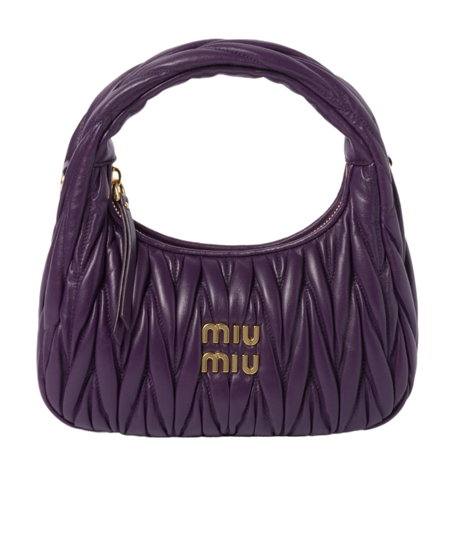 Miu Miu Mini Wander Quilted Leather Hobo Bag In Purple