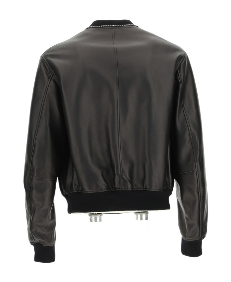 Jil Sander Leather Zip-up Bomber Jacket In Black