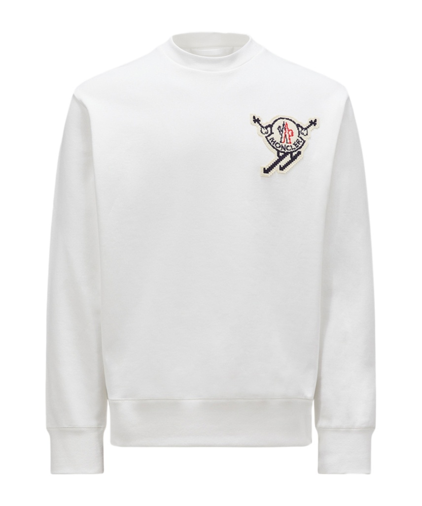 Moncler Logo Patch Crewneck Sweatshirt In White