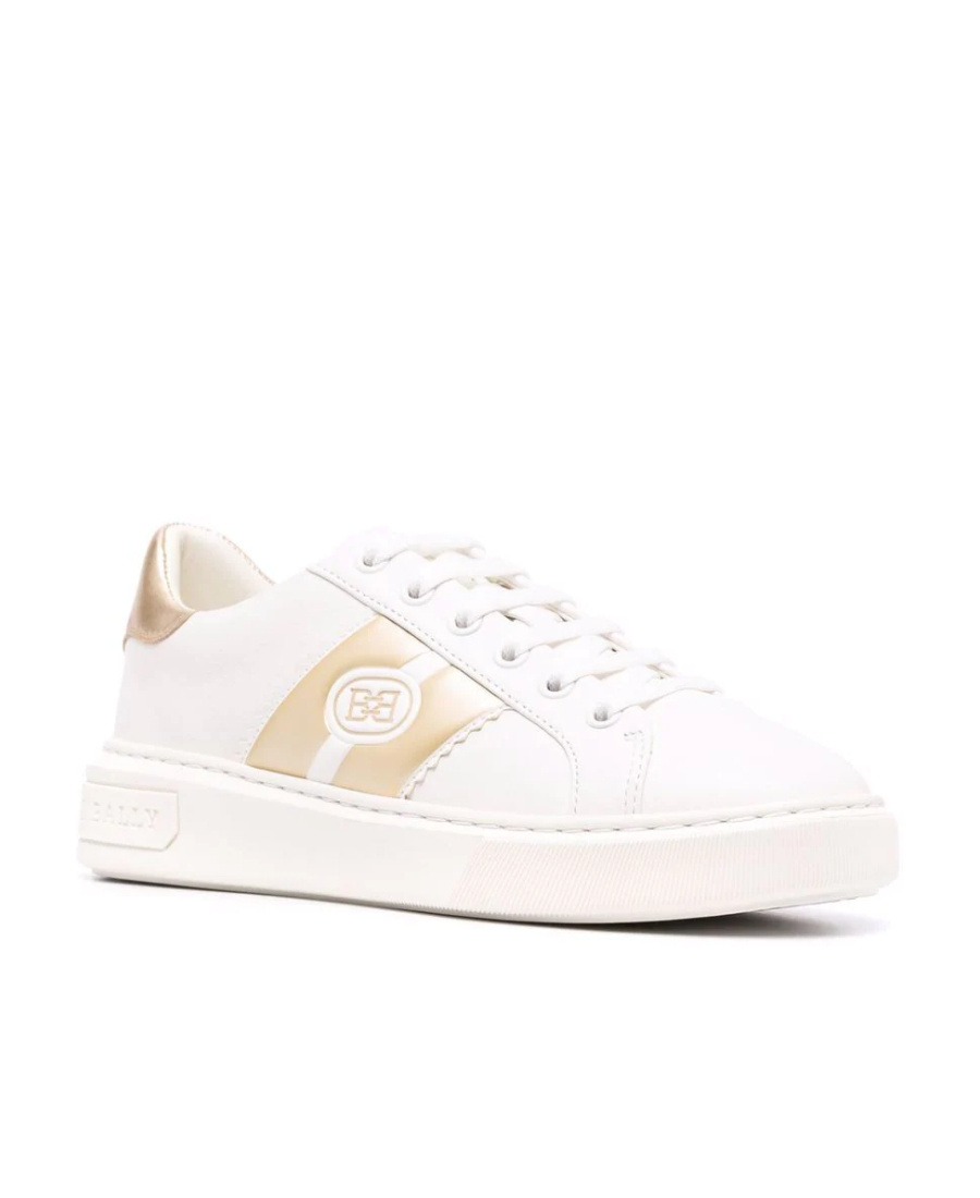 BALLY LOGO-STRIPE LEATHER TRAINERS