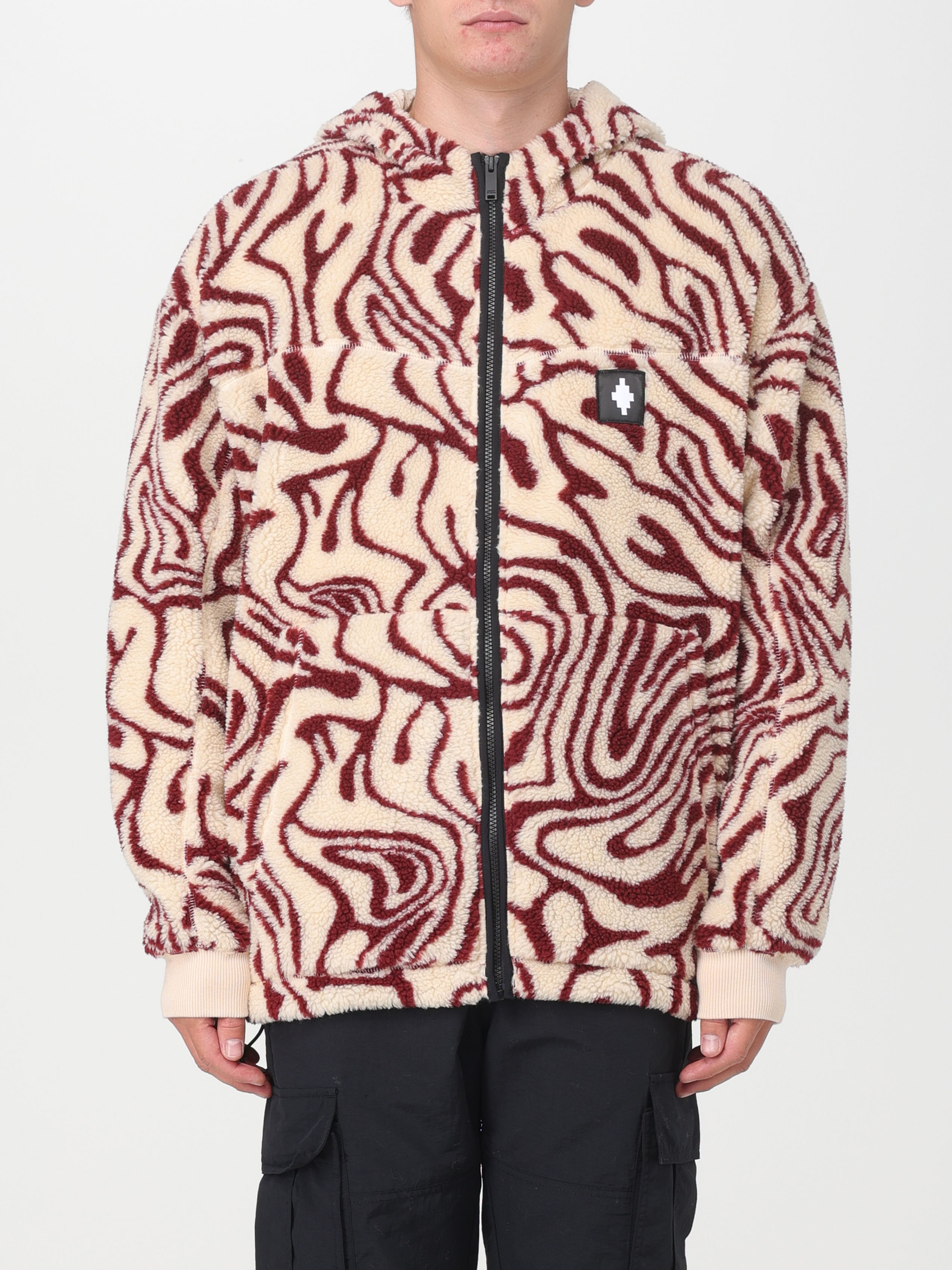 Shop Marcelo Burlon County Of Milan Printed Fleece Jacket In Nude