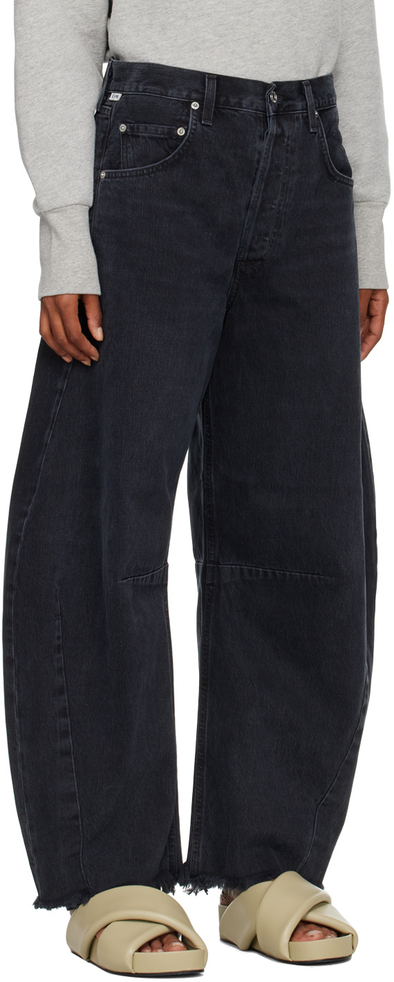 Citizen Of Humanity Wide-leg Cargo Jeans With Functional Pockets In Black