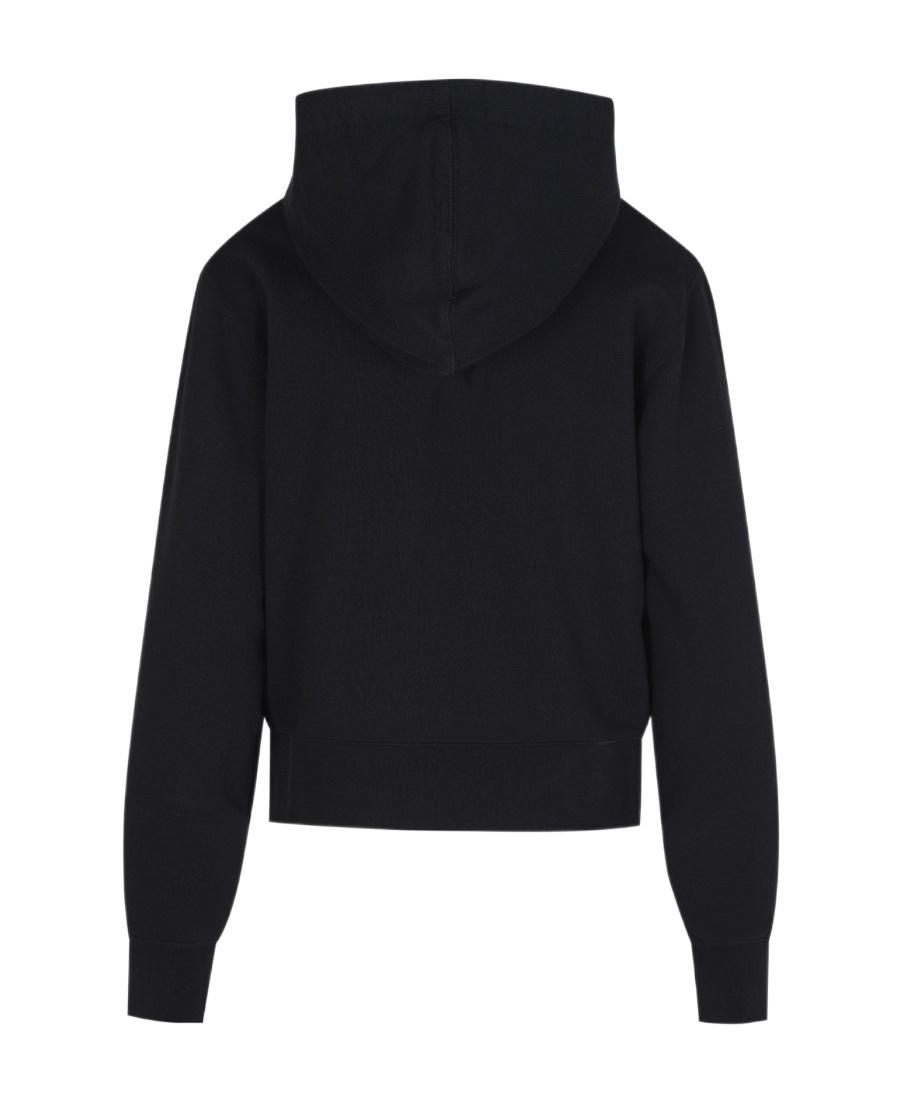 Palm Angels Long-sleeved Hooded Sweater In Black