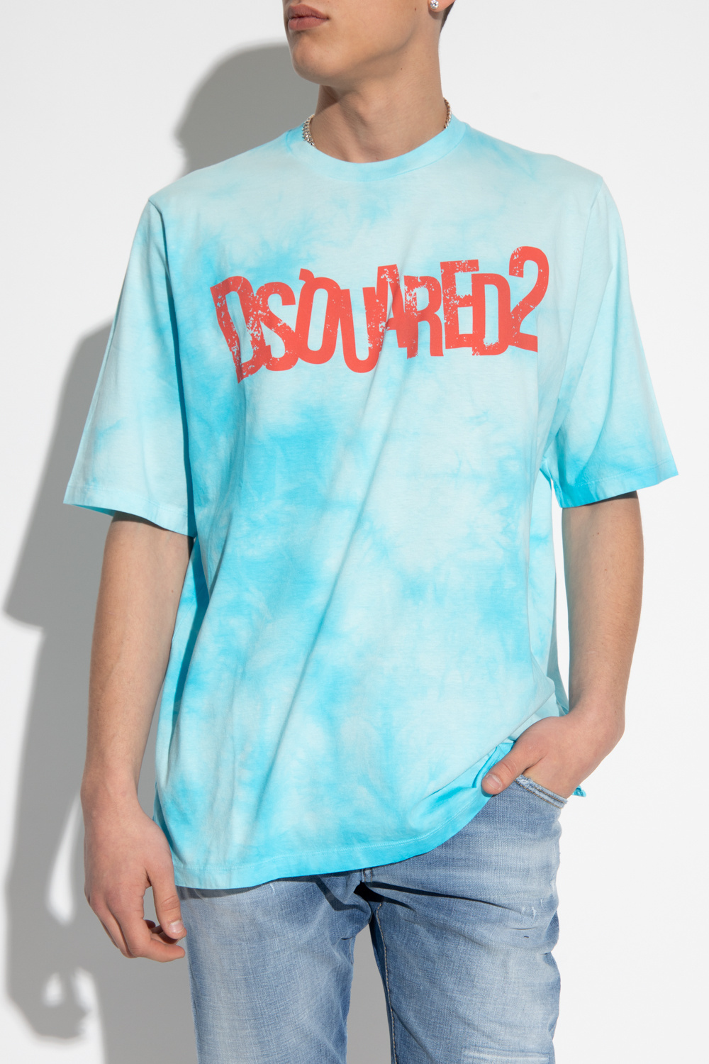 Dsquared2 Man T-shirt Azure Size Xxxl Cotton In Blue
