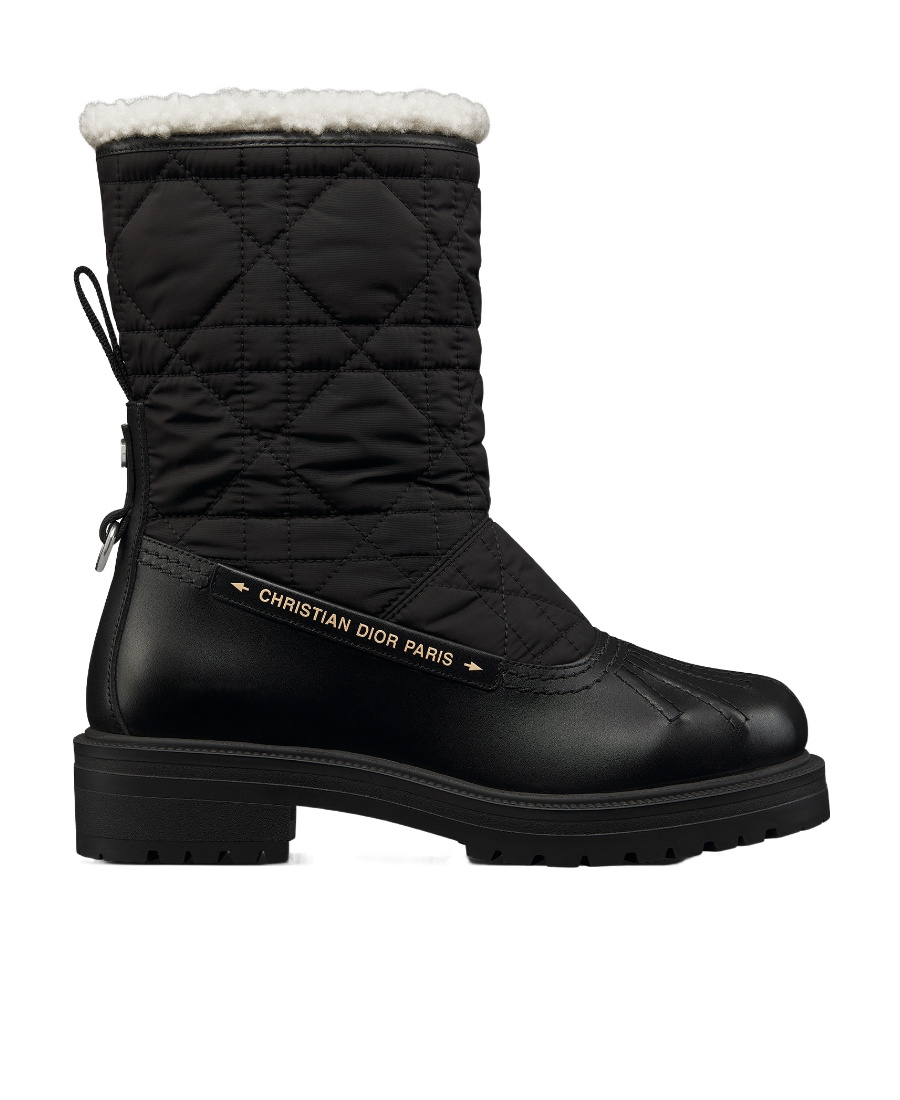 Dior Rattan Check Quilted Short Boots In Black
