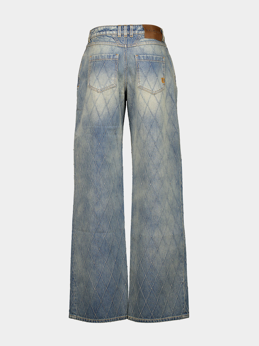 Balmain Quilted Faded Jeans In Multi