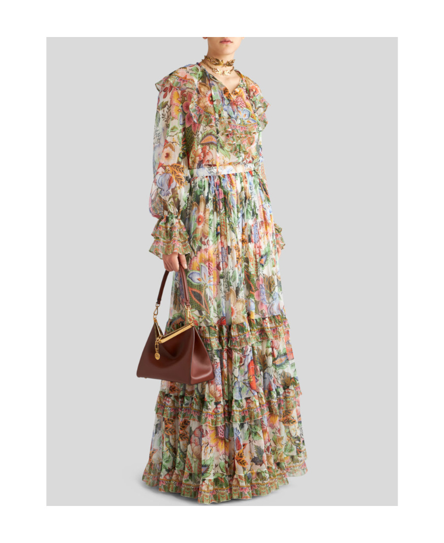 Etro Ruffled Floral-print Silk-crepon Blouse In Multicolor