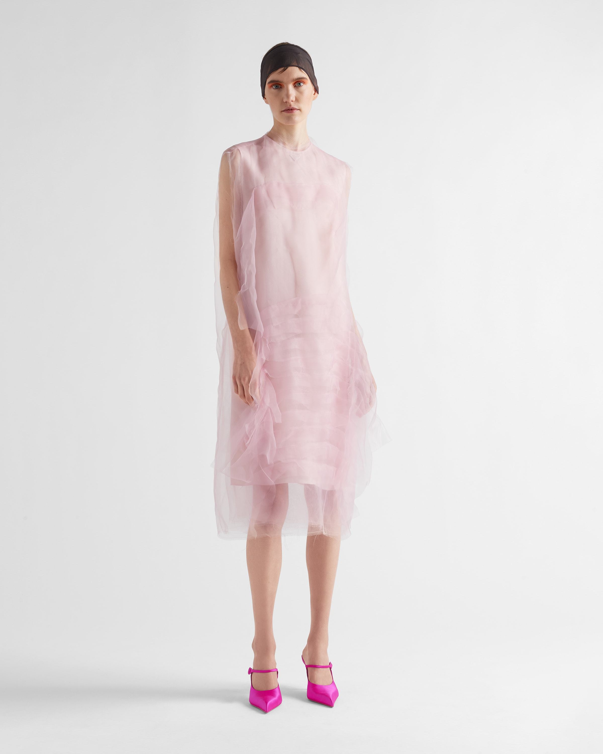 Prada Technical Voile Dress In Pink