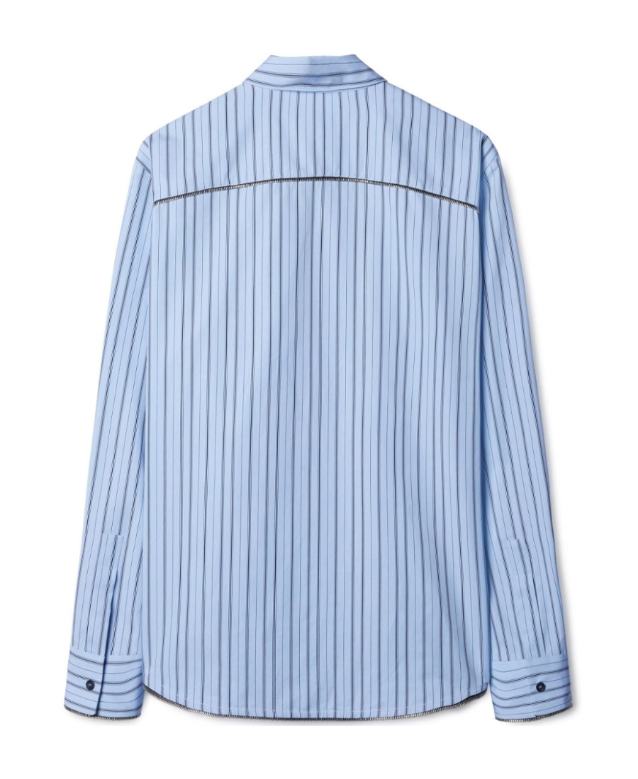 Off-white Gestreiftes Hemd Mit Reissverschlussdetail In Blue