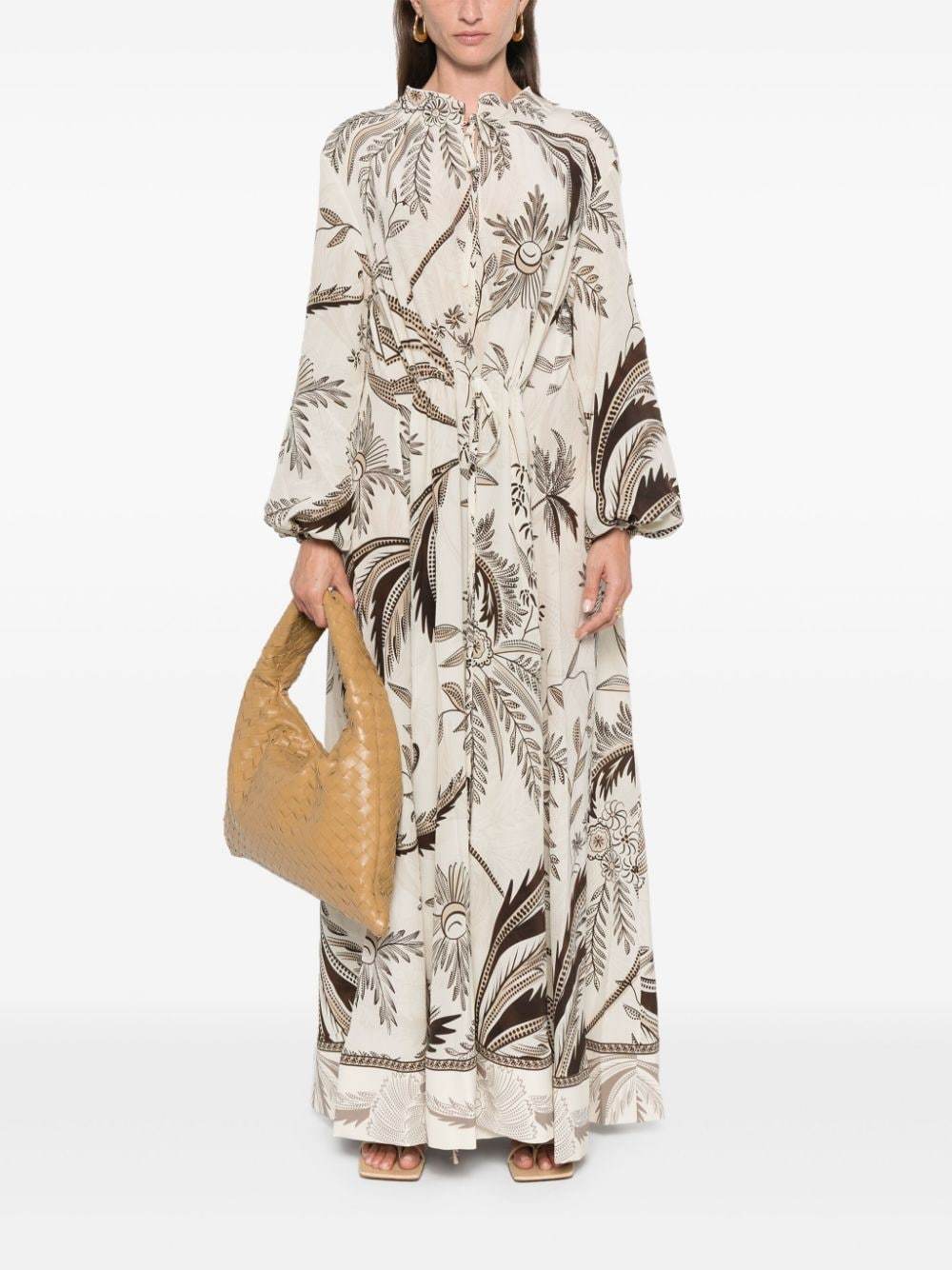 F.r.s For Restless Sleepers For Restless Sleepers Printed Silk Dress In White