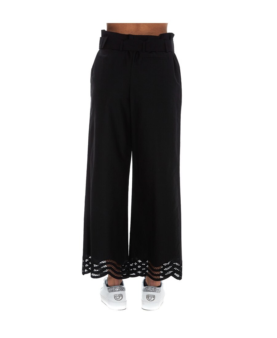 Shop P.a.r.o.s.h Belted Wide-leg Trousers In Black